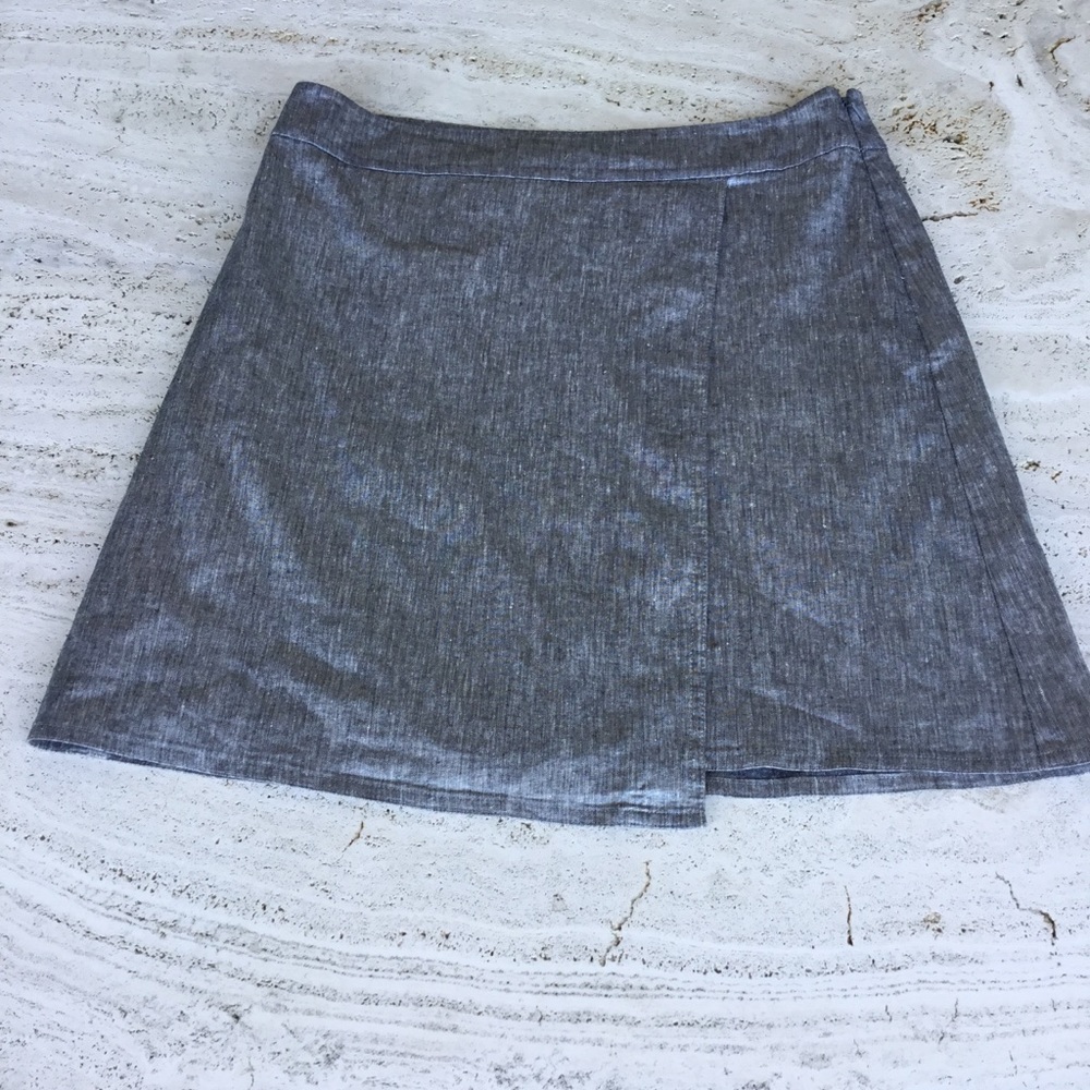 Eileen Fisher Glimmer Linen Faux Wrap Skirt - S - Picture 3 of 7